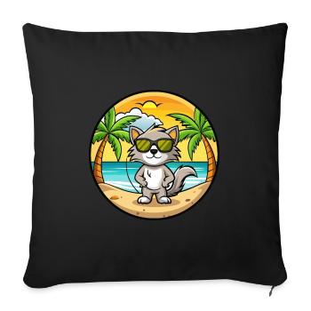 Burmilla Cat Breed Cartoon Sunglasses Beach - Sofa pillowcase 17,3'' x 17,3'' (45 x 45 cm) - black - Front
