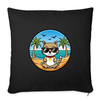 Chypre Chat Race Dessin Animé Lunettes De Soleil Plage - Housse de coussin décorative 45 x 45 cm - noir - Devant