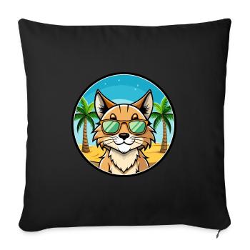 Eurasian Lynx Cat Breed Cartoon Sunglasses Beach - Sofa pillowcase 17,3'' x 17,3'' (45 x 45 cm) - black - Front