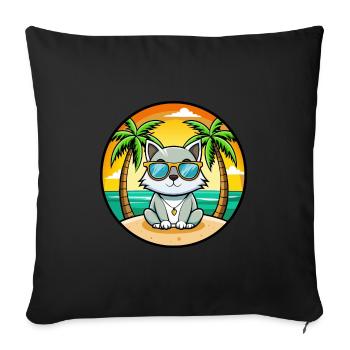 Asian Cat Breed Cartoon Sunglasses Beach - Sofa pillowcase 17,3'' x 17,3'' (45 x 45 cm) - black - Front
