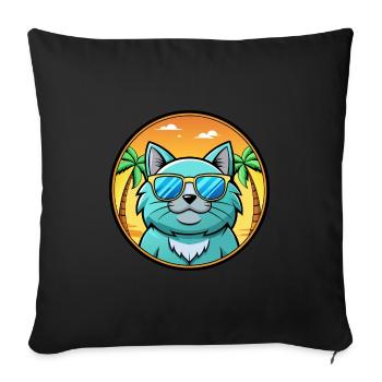 Chartreux Cat Breed Cartoon Sunglasses Beach - Sofa pillowcase 17,3'' x 17,3'' (45 x 45 cm) - black - Front
