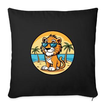 Liger Hybrid Lion Tiger Cat Breed Cartoon Beach - Sofa pillowcase 17,3'' x 17,3'' (45 x 45 cm) - black - Front