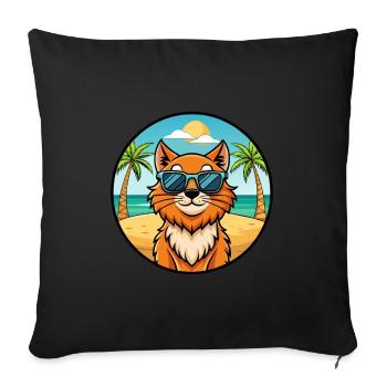 Ginger Longhair Cat Breed Cartoon Sunglasses Beach - Sofa pillowcase 17,3'' x 17,3'' (45 x 45 cm) - black - Front