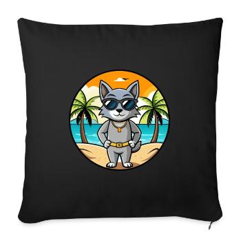 Korat Cat Breed Cartoon Sunglasses Beach - Sofa pillowcase 17,3'' x 17,3'' (45 x 45 cm) - black - Front