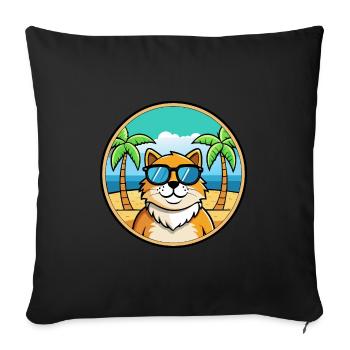Ragamuffin Lunettes de soleil de dessin animé de race de chat plage - Housse de coussin décorative 45 x 45 cm - noir - Devant