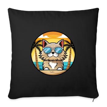 Selkirk Rex Cat Breed Cartoon Sunglasses Beach - Sofa pillowcase 17,3'' x 17,3'' (45 x 45 cm) - black - Front