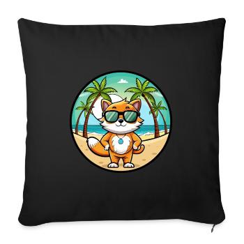 Khao Manee Cat Breed Cartoon Lunettes de soleil Beach - Housse de coussin décorative 45 x 45 cm - noir - Devant