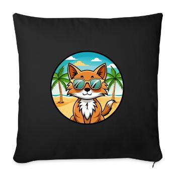 Somali Katzenrasse Cartoon Kawaii Sonnenbrille Strand - Sofakissenbezug 45 x 45 cm - Schwarz - Vorne