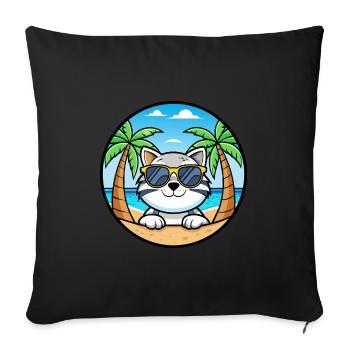 Snowshoe Cat Breed Cartoon Sunglasses Beach - Sofa pillowcase 17,3'' x 17,3'' (45 x 45 cm) - black - Front