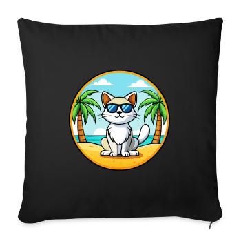 Turkish Van Cat Breed Cartoon Sunglasses Beach - Sofa pillowcase 17,3'' x 17,3'' (45 x 45 cm) - black - Front