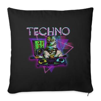 Techno Electro Party Techno Fan - Housse de coussin décorative 45 x 45 cm - noir - Devant
