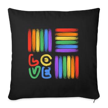 Rainbow Love Brush Art - Sofa pillowcase 17,3'' x 17,3'' (45 x 45 cm) - black - Front