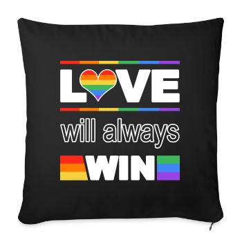 Love Wins Pride Heart - Sofa pillowcase 17,3'' x 17,3'' (45 x 45 cm) - black - Front
