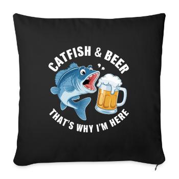 Du poisson-chat et de la bière, c’est pour ça que je suis là - Housse de coussin décorative 45 x 45 cm - noir - Devant