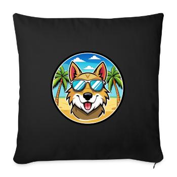 Aidi Chien Race Dessin Animé Lunettes De Soleil Plage - Housse de coussin décorative 45 x 45 cm - noir - Devant