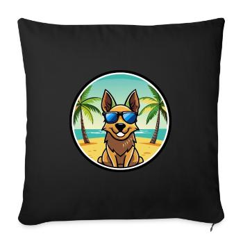 Australian Cattle Dog Breed Cartoon Sunglass Beach - Sofa pillowcase 17,3'' x 17,3'' (45 x 45 cm) - black - Front