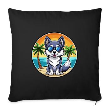 Alaskan Klee Kai Chien Race Dessin Animé Lunettes De Soleil Plage - Housse de coussin décorative 45 x 45 cm - noir - Devant