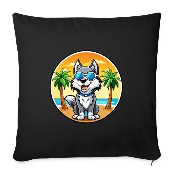 Alaskan Husky Chien Race Dessin Animé Lunettes De Soleil Plage - Housse de coussin décorative 45 x 45 cm - noir - Devant