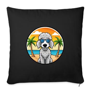 Bedlington Terrier Chien Race Dessin Animé Lunettes de Soleil - Housse de coussin décorative 45 x 45 cm - noir - Devant