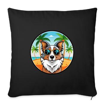 Lunettes de soleil de race de chien de berger australien - Housse de coussin décorative 45 x 45 cm - noir - Devant