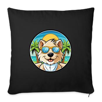 Bolognese Dog Breed Cartoon Sunglasses Beach - Sofa pillowcase 17,3'' x 17,3'' (45 x 45 cm) - black - Front