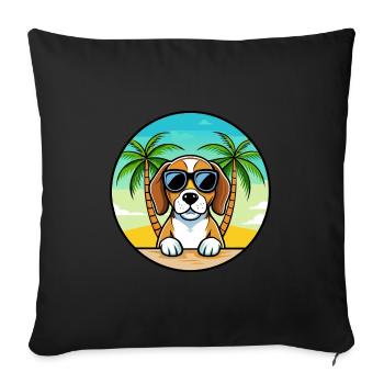 Beagle Chien Race Dessin Animé Lunettes De Soleil Plage - Housse de coussin décorative 45 x 45 cm - noir - Devant
