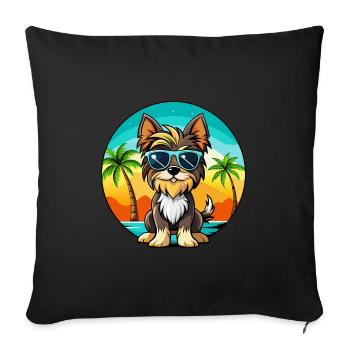 Biewer Terrier Dog Breed Cartoon Sunglasses Beach - Sofa pillowcase 17,3'' x 17,3'' (45 x 45 cm) - black - Front