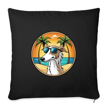 Borzoi Dog Breed Cartoon Sunglasses Beach - Sofa pillowcase 17,3'' x 17,3'' (45 x 45 cm) - black - Front