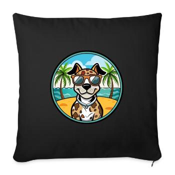 Catahoula Léopard Chien Race Dessin Animé Lunettes De Soleil Plage - Housse de coussin décorative 45 x 45 cm - noir - Devant