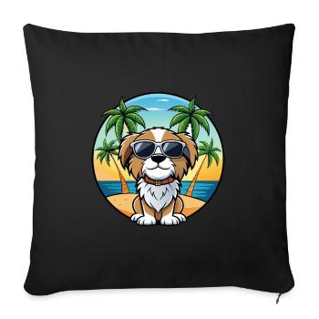 Cavalier Dog Breed Cartoon Sunglasses Beach - Sofa pillowcase 17,3'' x 17,3'' (45 x 45 cm) - black - Front