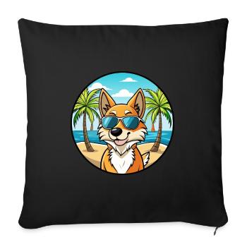 Cimarron Uruguayo Dog Breed Cartoon Sunglass Beach - Sofa pillowcase 17,3'' x 17,3'' (45 x 45 cm) - black - Front
