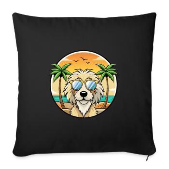 Catalan Sheepdog Breed Cartoon Sunglasses Beach - Sofa pillowcase 17,3'' x 17,3'' (45 x 45 cm) - black - Front