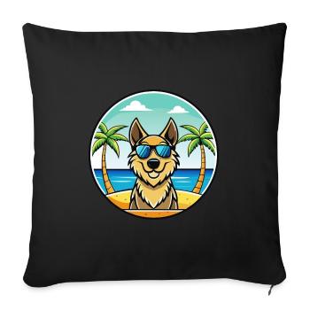 Berger Croate Race Dessin Animé Lunettes De Soleil Plage - Housse de coussin décorative 45 x 45 cm - noir - Devant