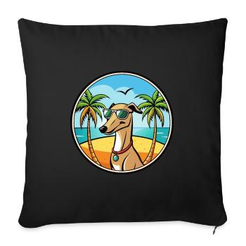 Galgo Español Chien Race Dessin Animé Lunettes de Soleil Plage - Housse de coussin décorative 45 x 45 cm - noir - Devant