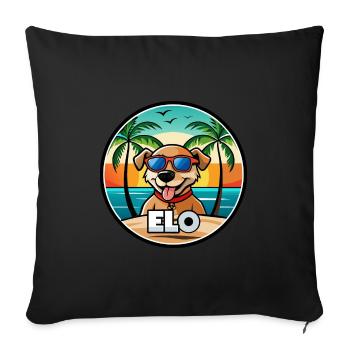 Chien Race Dessin Animé Lunettes De Soleil Plage - Housse de coussin décorative 45 x 45 cm - noir - Devant