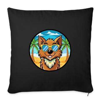 Griffon Nivernais Chien Race Dessin Animé Lunettes De Soleil Plage - Housse de coussin décorative 45 x 45 cm - noir - Devant