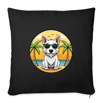 Lunettes de soleil de dessin animé de race de chien Terrier blanc anglais - Housse de coussin décorative 45 x 45 cm - noir - Devant