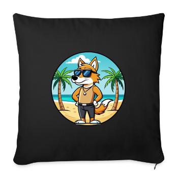 English Foxhound Dog Breed Cartoon Sunglass Beach - Sofa pillowcase 17,3'' x 17,3'' (45 x 45 cm) - black - Front