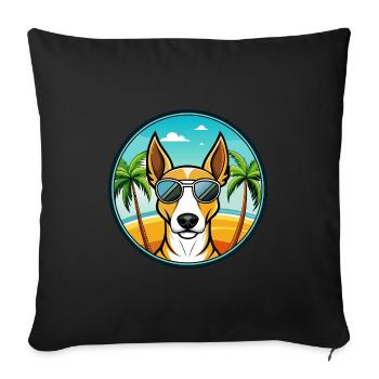 Ibizan Hound Dog Breed Cartoon Sunglasses Beach - Sofa pillowcase 17,3'' x 17,3'' (45 x 45 cm) - black - Front