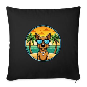 Jagdterrier Dog Breed Cartoon Sunglasses Beach - Sofa pillowcase 17,3'' x 17,3'' (45 x 45 cm) - black - Front