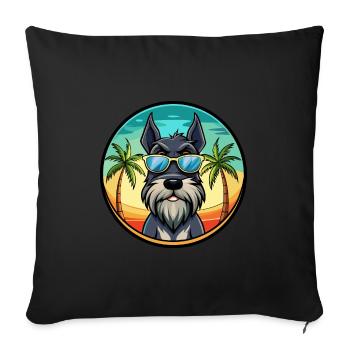 Giant Schnauzer Dog Breed Cartoon Sunglasses Beach - Sofa pillowcase 17,3'' x 17,3'' (45 x 45 cm) - black - Front