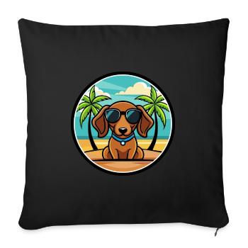 Miniature Dachshund Dog Breed Cartoon Sunglasses - Sofa pillowcase 17,3'' x 17,3'' (45 x 45 cm) - black - Front