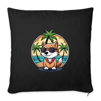 Kai Ken Hunderasse Cartoon Sonnenbrille Strand - Sofakissenbezug 45 x 45 cm - Schwarz - Vorne