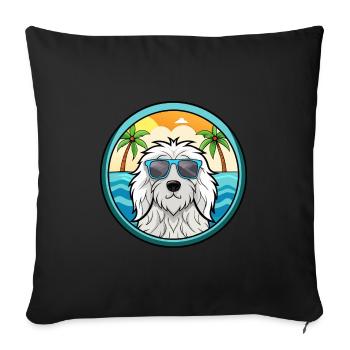 Komondor Chien Race Dessin Animé Lunettes de Soleil Plage - Housse de coussin décorative 45 x 45 cm - noir - Devant