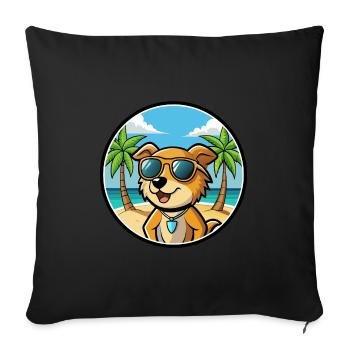 Kanni Chien Race Dessin Animé Lunettes De Soleil Plage - Housse de coussin décorative 45 x 45 cm - noir - Devant