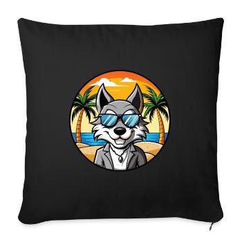 Kunming Wolfdog Rasse Cartoon Sonnenbrille Strand - Sofakissenbezug 45 x 45 cm - Schwarz - Vorne