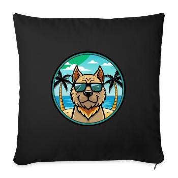 Mallorca Mastiff Dog Breed Cartoon Sunglass Beach - Sofa pillowcase 17,3'' x 17,3'' (45 x 45 cm) - black - Front