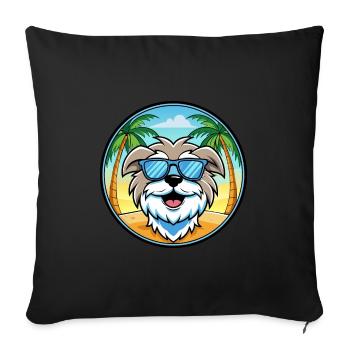 Maltese Dog Breed Cartoon Sunglasses Beach - Sofa pillowcase 17,3'' x 17,3'' (45 x 45 cm) - black - Front
