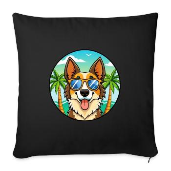 North American Shepherd Dog Breed Cartoon Beach - Sofa pillowcase 17,3'' x 17,3'' (45 x 45 cm) - black - Front