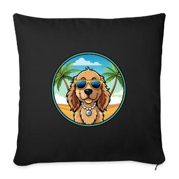 Norfolk Spaniel Chien Race Dessin Animé Lunettes de Soleil Plage - Housse de coussin décorative 45 x 45 cm - noir - Devant